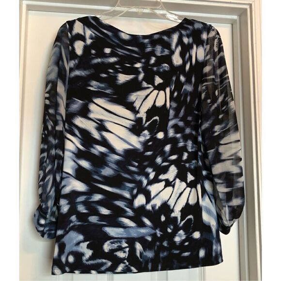 Calvin Klein - 🎉HP c 2 🎉 NWT - L Sz XS Everyday Crew Neck Chiffon Sleeve Blouse - Picture 4 of 14